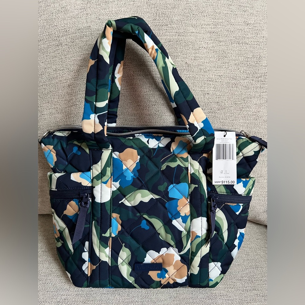 NWT Vera Bradley Small Multi-Strap Tote Bag in Immersed Blooms Performance Twill